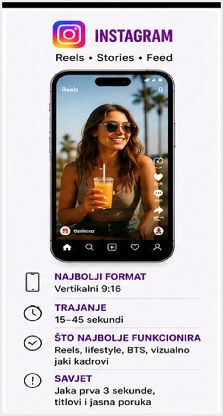 Instagram Reels format za video za društvene mreže