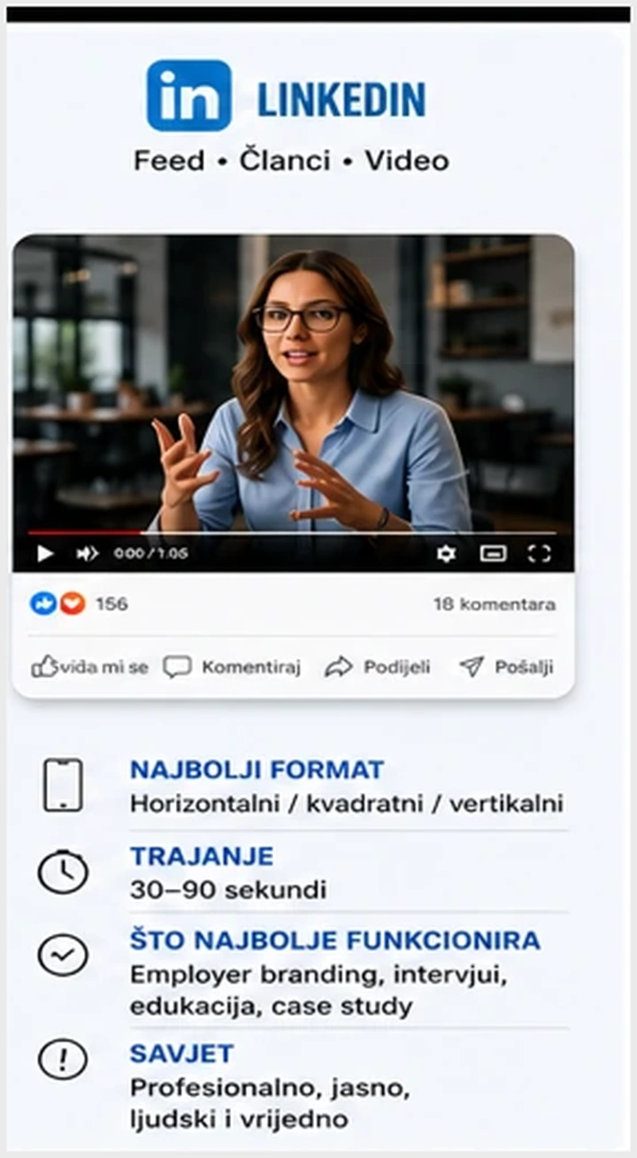 LinkedIn video format za poslovnu publiku, employer branding i edukativni sadržaj