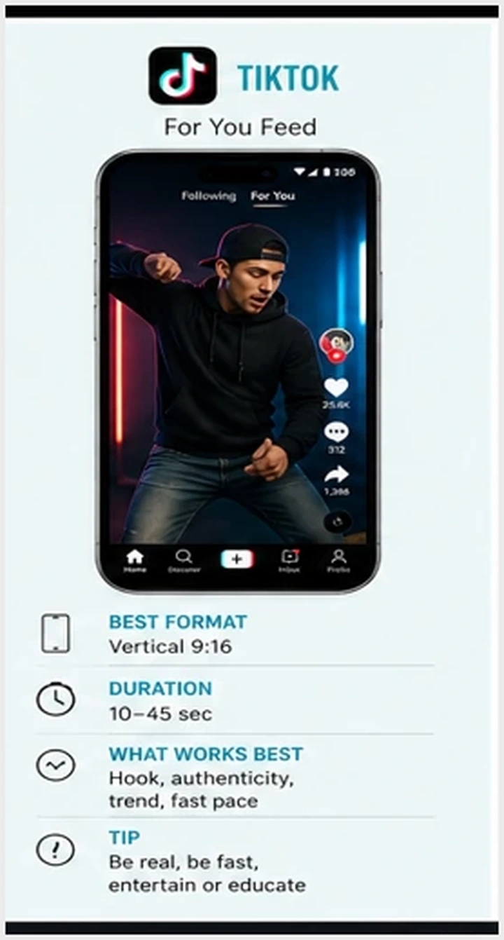 TikTok video format for short vertical social media content